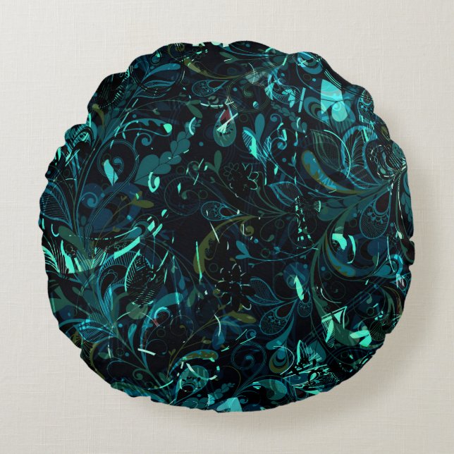 Abstrakt Mandala 3 Rund Kudde (Framsidan)