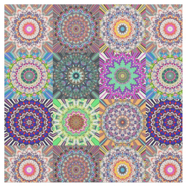 Abstrakt Mandala Collage Tyg (Närbild)