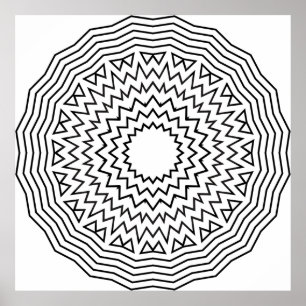 Abstrakt Mandala Färgsida Sicksack Mönster Konst Poster