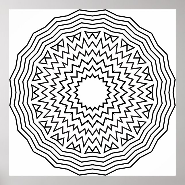 Abstrakt Mandala Färgsida Sicksack Mönster Konst Poster (Framsidan)