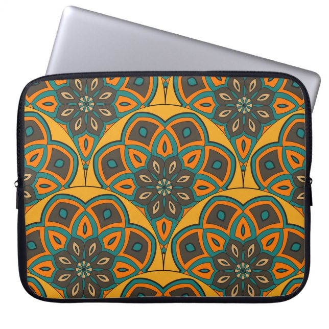 Abstrakt mandala fiskar  sömlöst mönster. Orna Laptop Fodral (Framsidan)