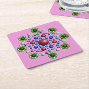 Abstrakt Mandala Flower Underlägg Papper Kvadrat