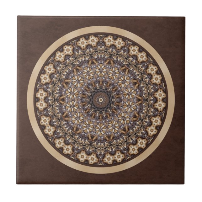 Abstrakt Mandala för kaffefärger Kakelplatta (Framsidan)