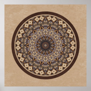 Abstrakt Mandala för kaffefärger Poster