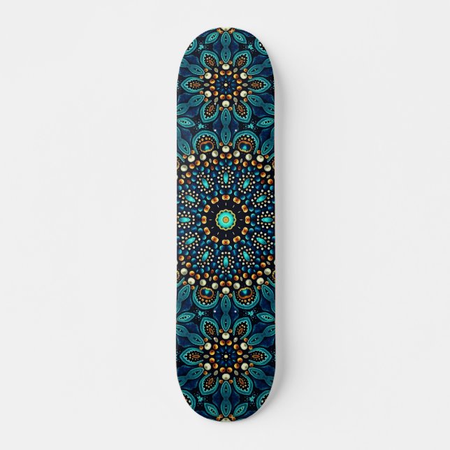 Abstrakt Mandala Gatukonst Mini Skateboard Bräda 18,5 Cm (Framsida)