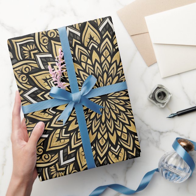 Abstrakt Mandala Guld Cirkel Inpackningspapper Presentpapper (Gifting)