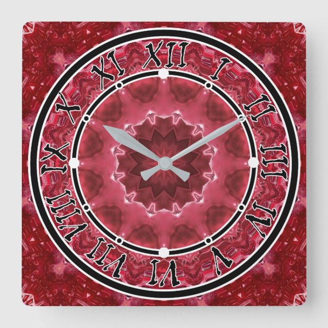 Abstrakt, mandala, kaleidoskop fyrkantig klocka (Framsida)