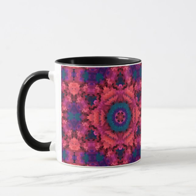 Abstrakt mandala kalejdoskop runda cirkelformer mugg (Vänster)