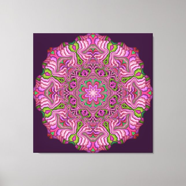 Abstrakt Mandala Kanvastryck Rosa Pops (Framsida)