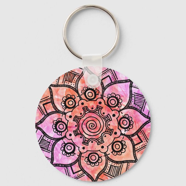 Abstrakt Mandala Keychain Nyckelring (Framsida)