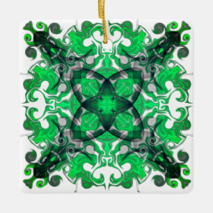 Abstrakt mandala, psychedelic butterfly swirl julgransprydnad keramik