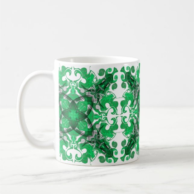 Abstrakt mandala, psykedelisk fjäril virvlar  kaffemugg (Vänster)