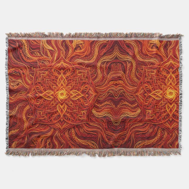 Abstrakt Mandala Röda Trådtäcken Filt (Framsidan)