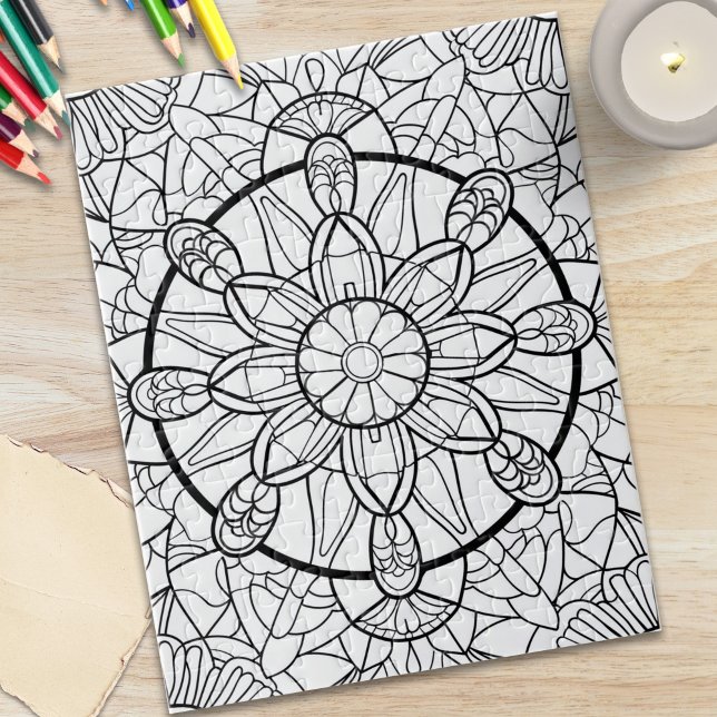 Abstrakt Mandala Rolig Färgningspussel Pussel (Abstract Mandala Fun Coloring Puzzle)