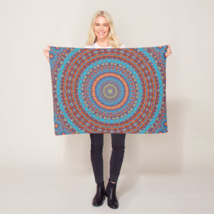 Abstrakt mandala rund sömlös mönster kaleidosco fleecefilt