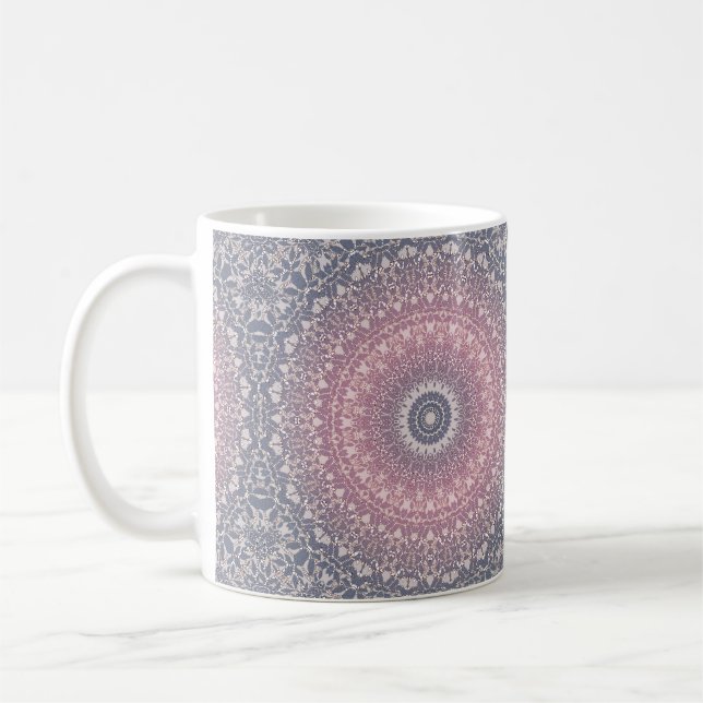Abstrakt mandala rund sömlös mönster kaleidosco kaffemugg (Vänster)
