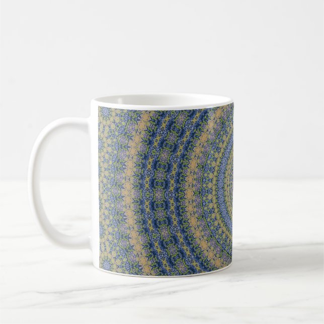Abstrakt mandala rund sömlös mönsterkalejdoskop kaffemugg (Vänster)
