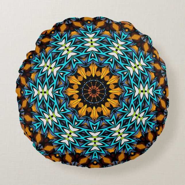Abstrakt mandala runda vår sommarbandana rund kudde (Framsidan)