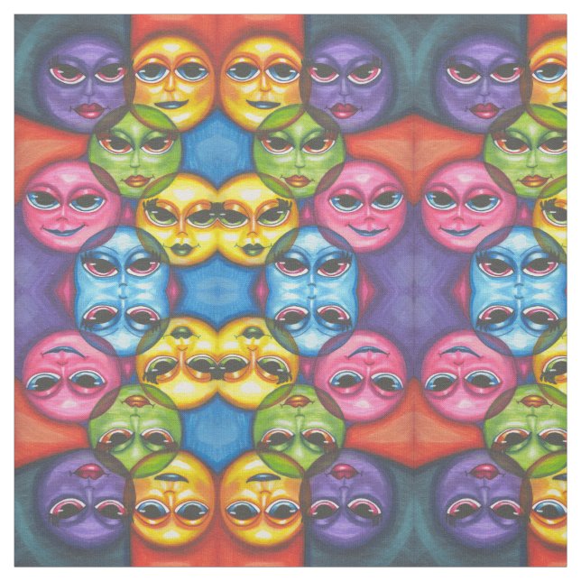 Abstrakt Måne ansikte original Celestial Art Tyg (Provkarta)