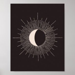 Abstrakt Måne Burst Eclipse Poster