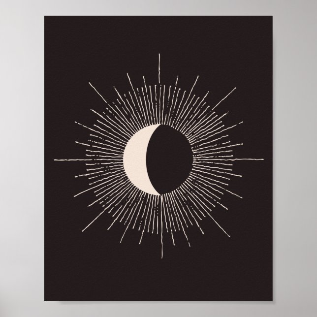 Abstrakt Måne Burst Eclipse Poster (Framsidan)