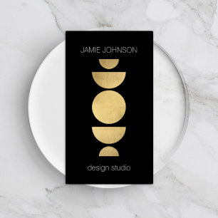 Abstrakt Måne: Geometric Art Guld/Black Visitkort