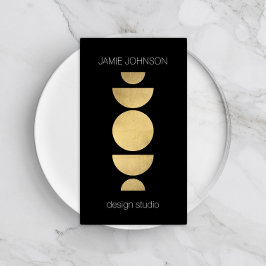 Abstrakt Måne: Geometric Art Guld/Black Visitkort