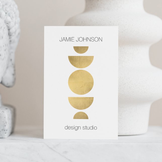 Abstrakt Måne: Geometric Art Guld/White Visitkort (Skapare uppladdad)