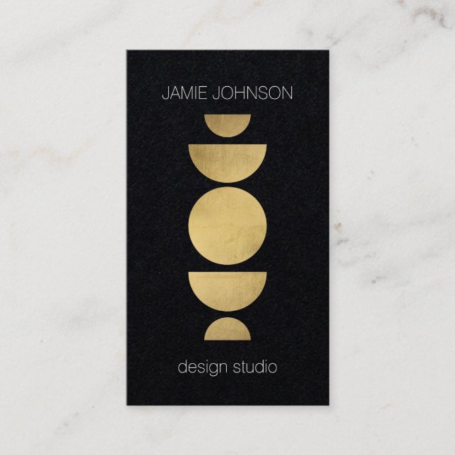 Abstrakt Måne Phases Geometric Art Black Papper Visitkort (Framsida)