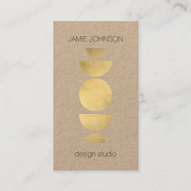 Abstrakt Måne Phases Geometric Art Guld/Kraft Visitkort (Framsida)