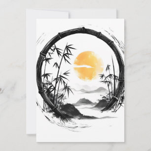 Abstrakt Måne Zen Bamboo Flow Julkort