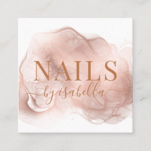 Abstrakt Manicurist Nail Salon Copper Glitter Fyrkantigt Visitkort
