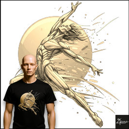 Abstrakt manlig dansare Neon hoppande figur T Shirt