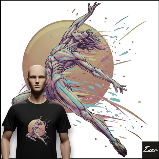 Abstrakt manlig dansare Neon hoppande figur T Shirt (Skapare uppladdad)