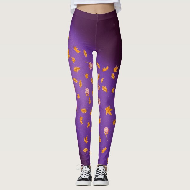 Abstrakt månlight höst löv ro leggings (Framsida)