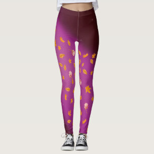 Abstrakt månlight höst löv ro leggings