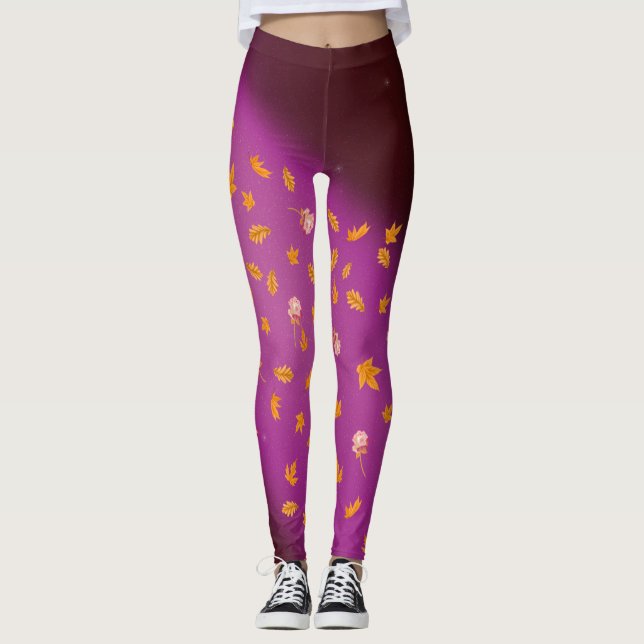 Abstrakt månlight höst löv ro leggings (Framsida)