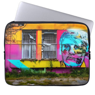 Abstrakt Man's Ansikte Abandoned Byggnad Graffiti Laptop Fodral
