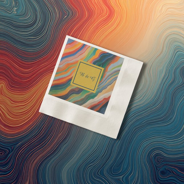 abstrakt marble african monogram bröllop pappersservett (Skapare uppladdad)