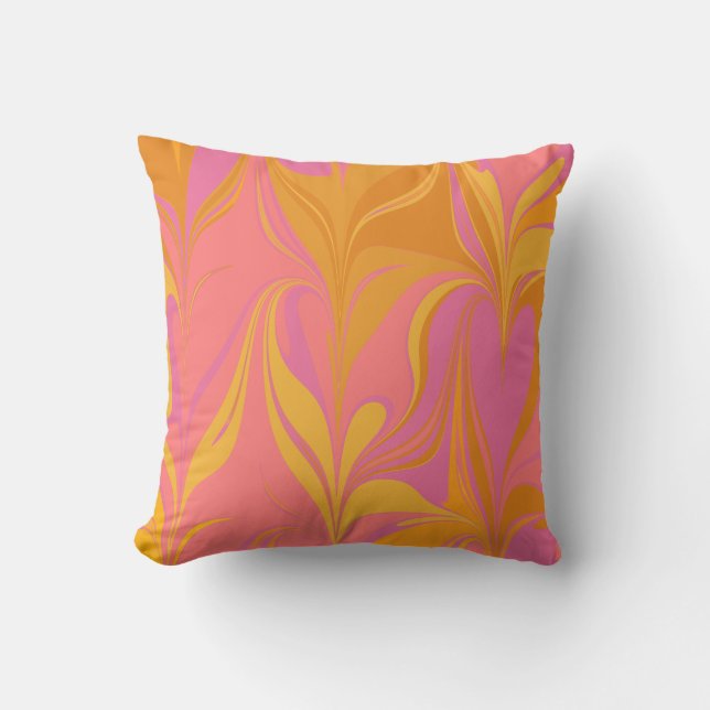 Abstrakt Marble Art in Bright Gult and Rosa Kudde (Framsida)
