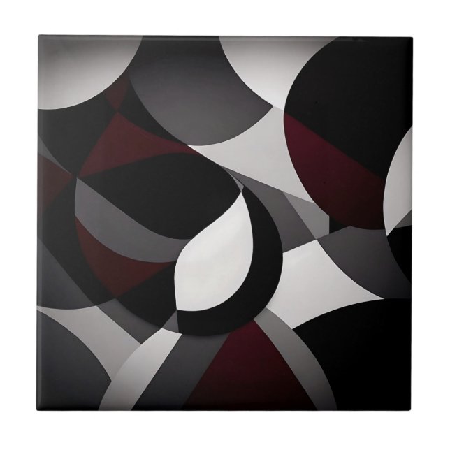 Abstrakt Marble Black White and Red Kakelplatta (Framsidan)