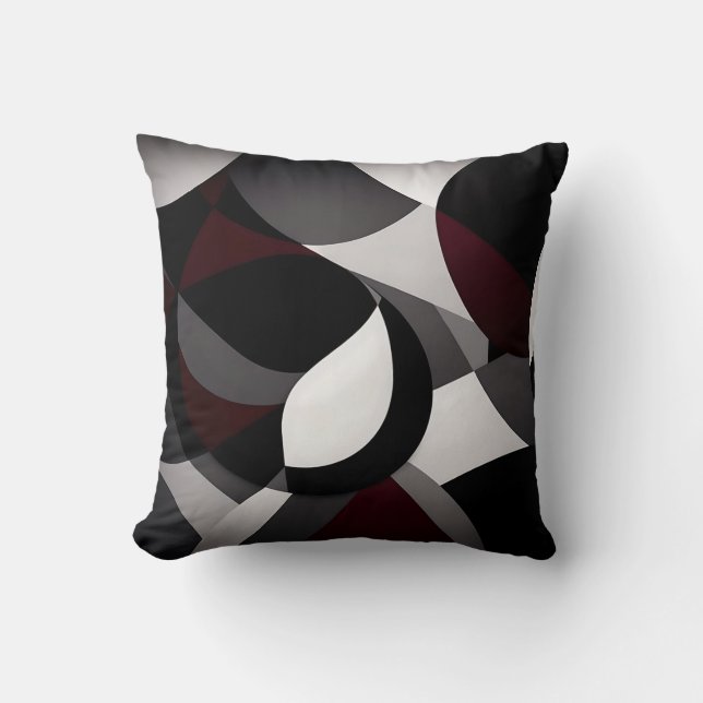 Abstrakt Marble Black White and Red Kudde (Framsida)