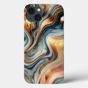 Abstrakt Marble Fodral - Guld och marinsklippsdesi