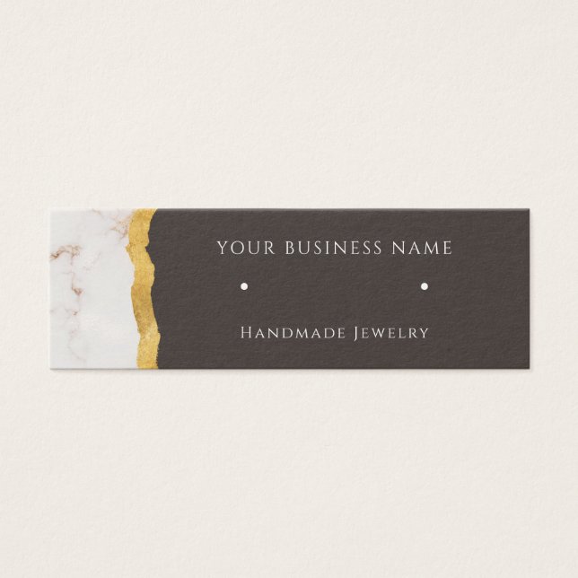 Abstrakt Marble Guld Stud Earring Visning Cards Litet Visitkort (Framsidan)