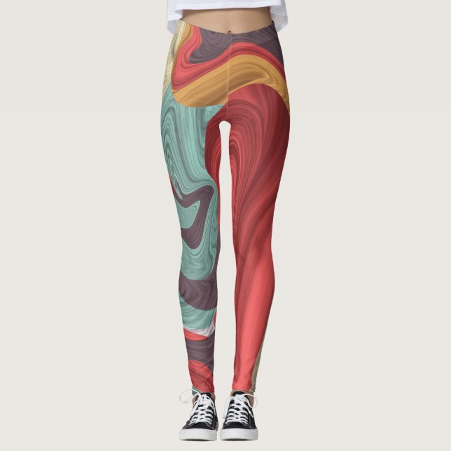 Abstrakt Marble-illustration Färgfull Leggings (Framsida)