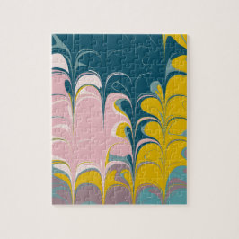 Abstrakt Marble Modern Ebru Mönster Teal and Rosa Pussel