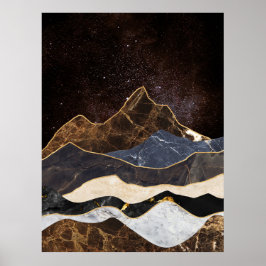 Abstrakt Marble Mountain under Starry Himmel Poster