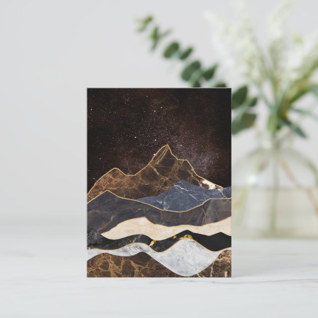 Abstrakt Marble Mountain under Starry Himmel Vykort (Stående Fram)