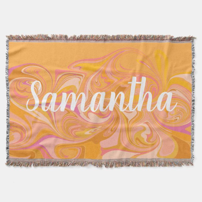 Abstrakt Marble Swirl Art i Gult Filt (Framsidan)