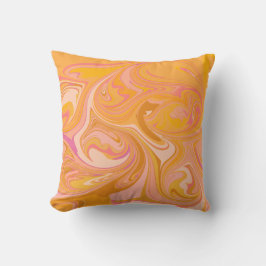 Abstrakt Marble Swirl Art i Gult Kudde